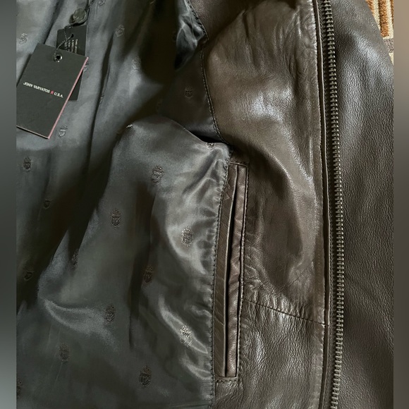 John Varvatos Soft and Luxurious Genuine Sheep Leather Racer Jacket Dk Brown-szL - Picture 14 of 15